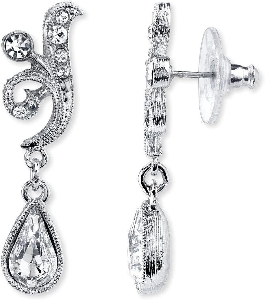 1928 Jewelry Women's Crystal Bridal Teardrop Earrings