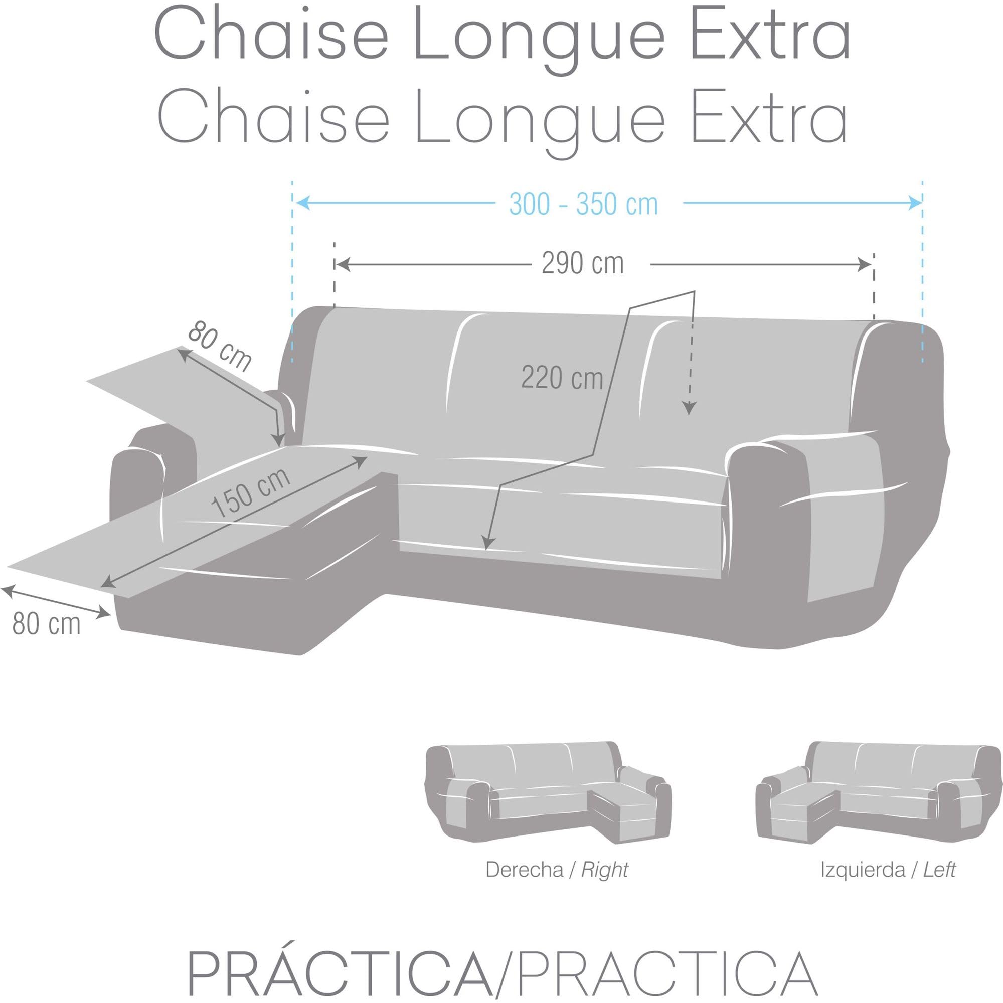 ECOMMERC3 | Funda Sofá Chaiselong Extra Izquierda Universal y Versátil – Funda Sofá Chaiselongue Color Verde Protector Fácil de Colocar para Respaldo, Asiento y Brazos