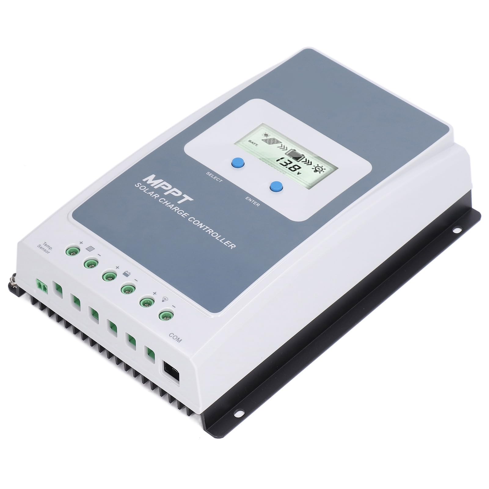 FTVOGUE Regolatore di Carica Solare, Regolatore di Batteria Solare MPPT 40A 12V 24V con Display LCD in Alluminio Pressofuso e Sonda di Temperatura per Utenti di Sistemi Solari Fuori Rete per Marini