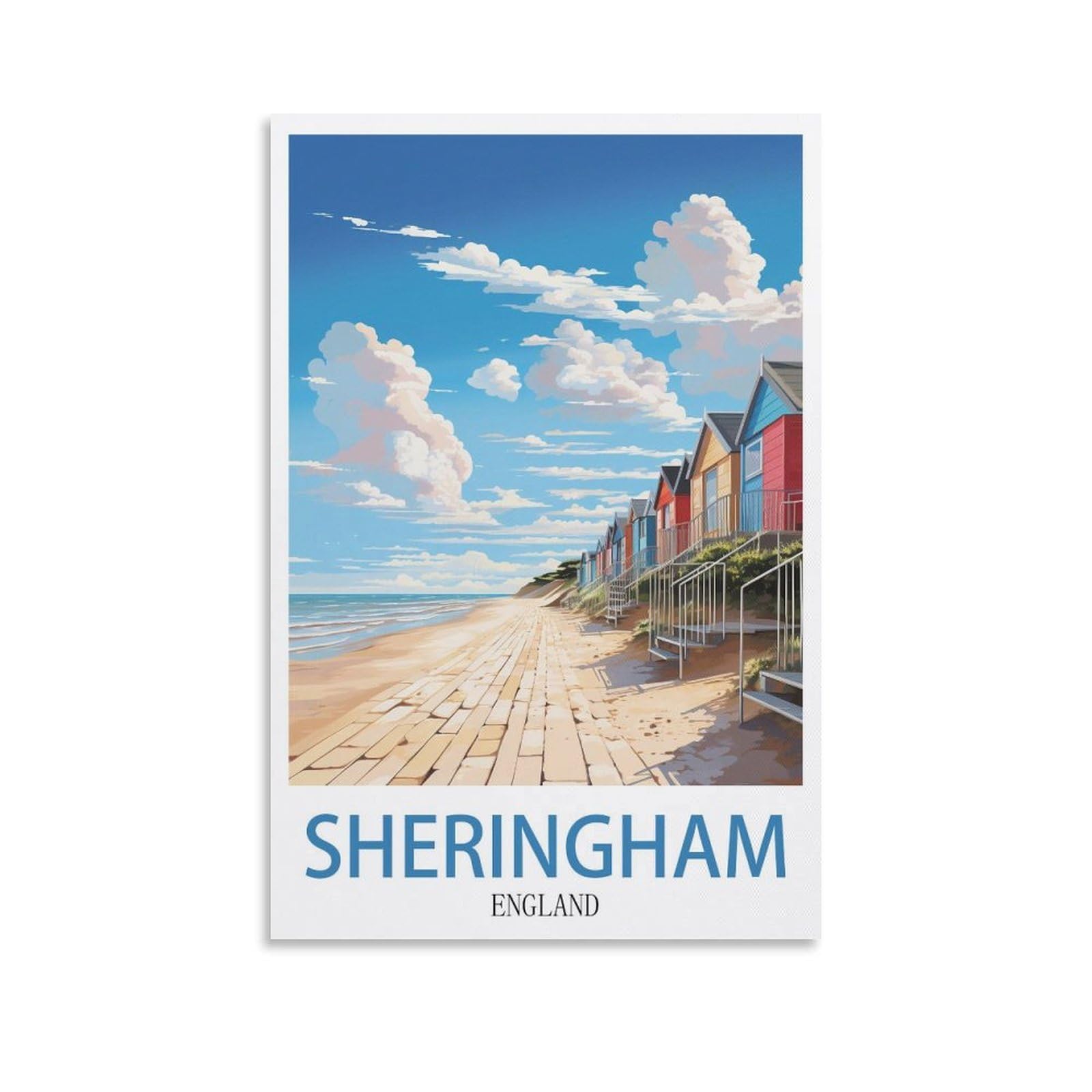EZMLFA Diamond Art Kits Adults,Sheringham Beach,5D Dimond Picture, Crystal Gem Art Crafts for Boys Girls, DIY Mosaic Creations Set for Home Decor 30x40cm