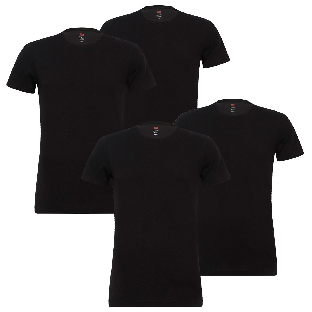 Levi's Pack de 4 camisetas Levis Solid Crew para hombre, cuello redondo, algodón elástico