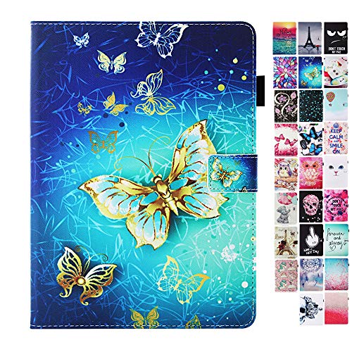 Tablet-PC Hülle kompatibel für Huawei MediaPad M3 Lite 8 Tasche Leder Flip Case Etui Schutzhülle Cover mit Kartenfach - Gold Schmetterling