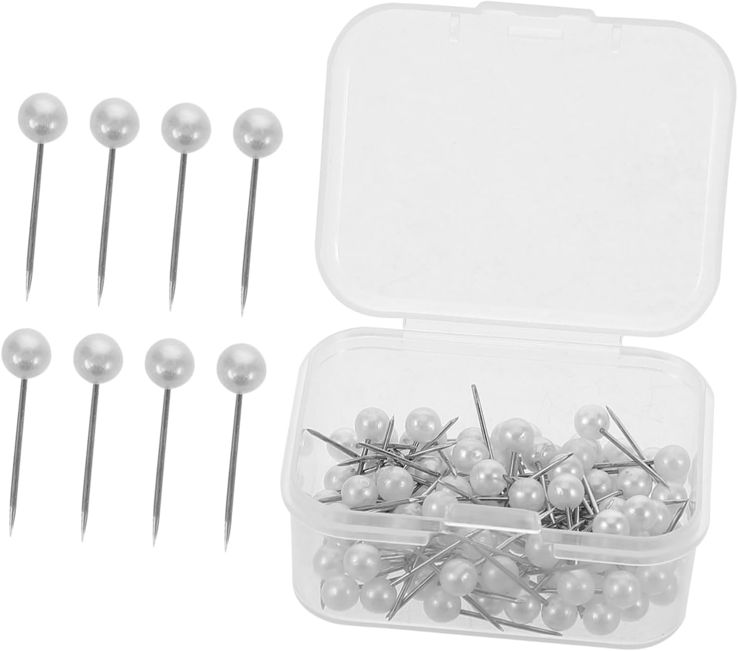 500pcs Positioning Pearl Needle Sewing Quilting Pin Straight Head Locating for Clothing Jewelry Making
