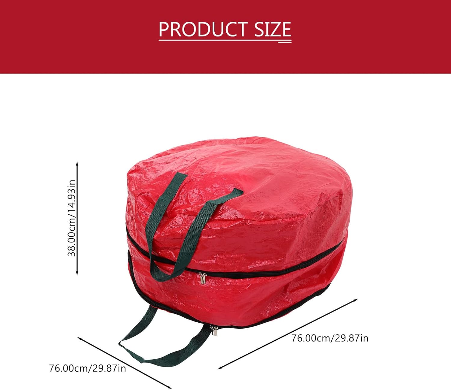 Christmas Wreath Organizer Double Storage Bag Zippered Holder for Wreaths Pe Material for Holiday Decoration Storage