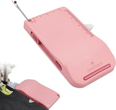 Magnetic Sewing Machine Sleeve Tool Seam Guide with Seam Ripper Ruler Scale | pink seam gauge 4-in-1 Edge Guide with Built-in Seam Ripper Ruler Scale Cuffs Plackets Topstitching, ABS Seam Guide