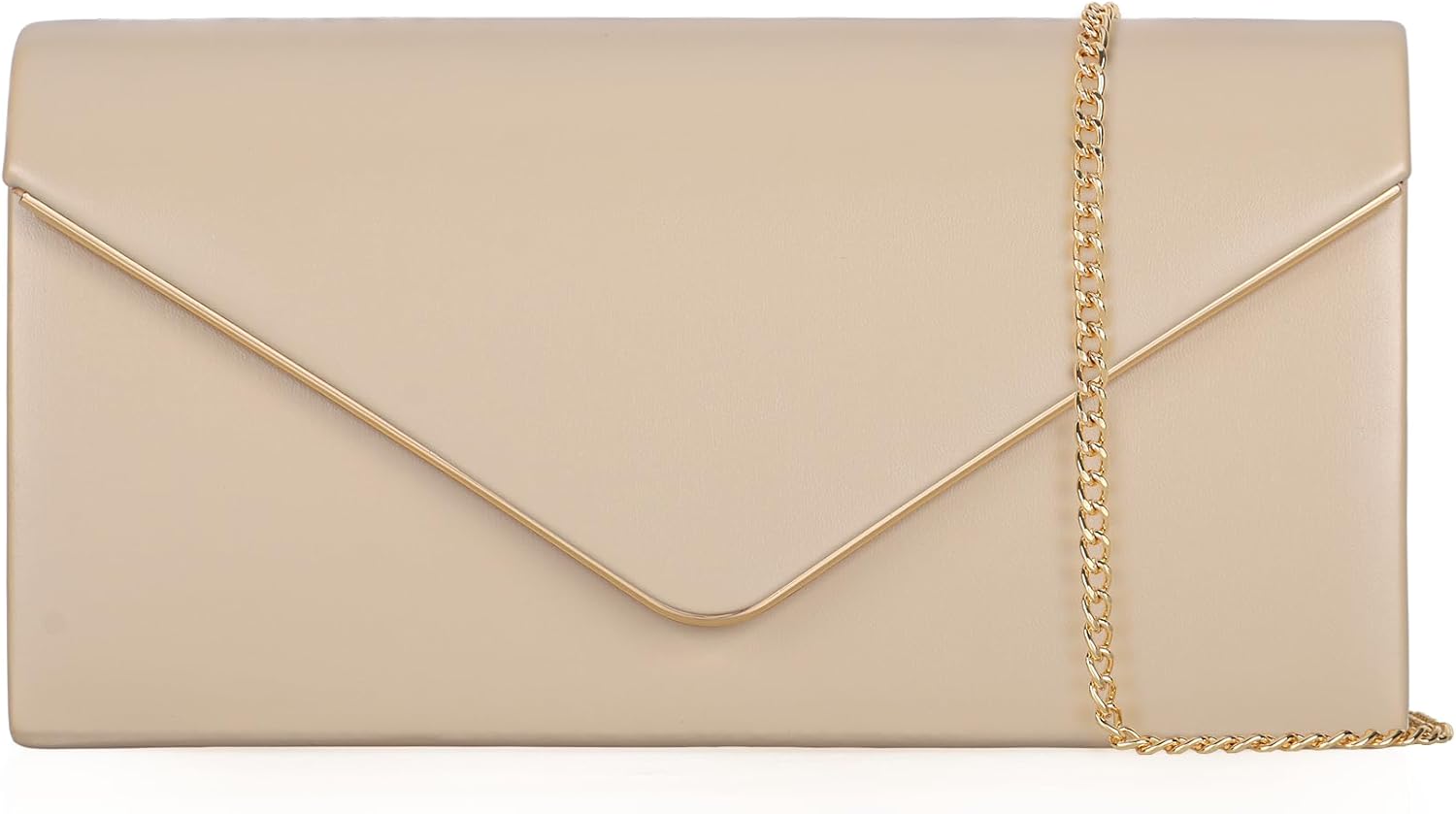 Vegan Leather Envelope Clutch Bag Classic Dressy Purse Foldover Evening Handbag