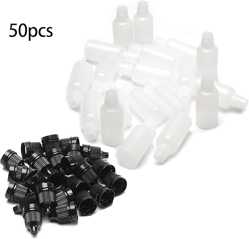 Miniatura 4 de Othmro 50 botellas de plástico de polietileno de 0.5 onzas, botellas cuentagotas de ojo de laboratorio de 0.5 fl oz, botella gotero líquido