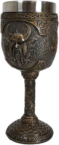 Miniatura 5 de Ebros Mitología nórdica Viking Alfather Odin God Of Asgard 7oz resina copa de vino cáliz con forro de acero inoxidable regla asgardiana Thor Loki