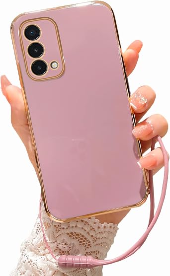 for OnePlus Nord N200 5G Case, N200 Phone Case for Women Electroplating Cute Luxury Bling Aesthetic Trendy Pretty, Full Camera Soft TPU Protection Shockproof Cover for OnePlus Nord N200 5GViolet