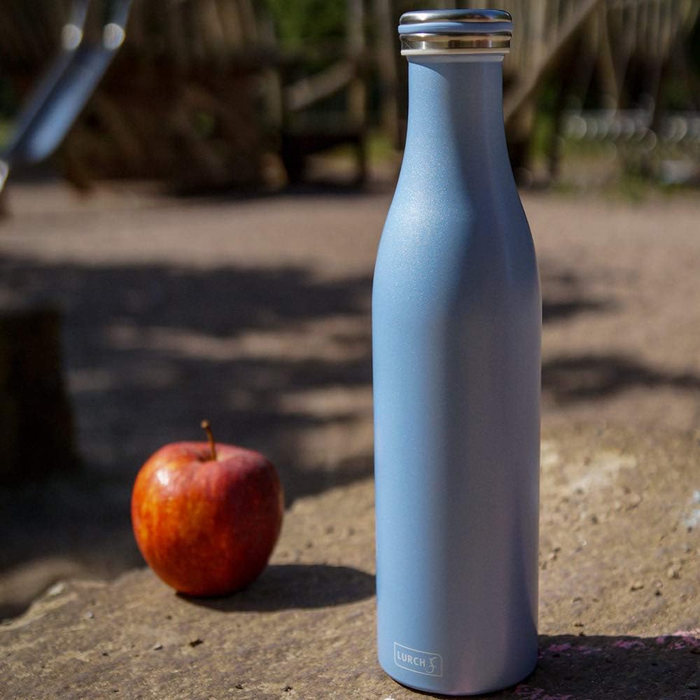 Lurch Germany Thermal Bottle for Hot and Cold Drinks Made of Double-Walled Stainless Steel (Pearl Blue, 25, oz. | 0.75l)