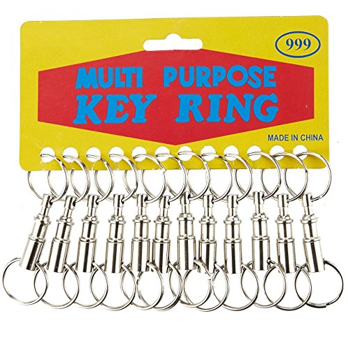 Preisvergleich Produktbild Schlüsselanhänger, abnehmbar, 12er Set, Doppel-Schnellspanner, Schlüsselanhänger, mit Schnappverschluss, Silber, 8,1 x 6,4 x 2 cm