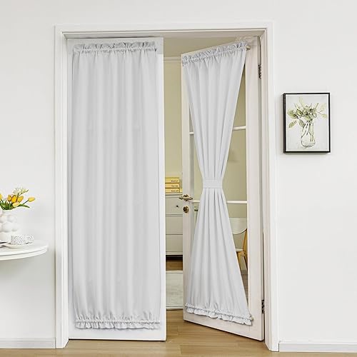 Miniatura 8 de La cortina de puerta francesa se puede instalar incluso sin varillas mediante el uso de cinta mágica, 1 panel con alzapaños, 25 pulgadas de ancho x