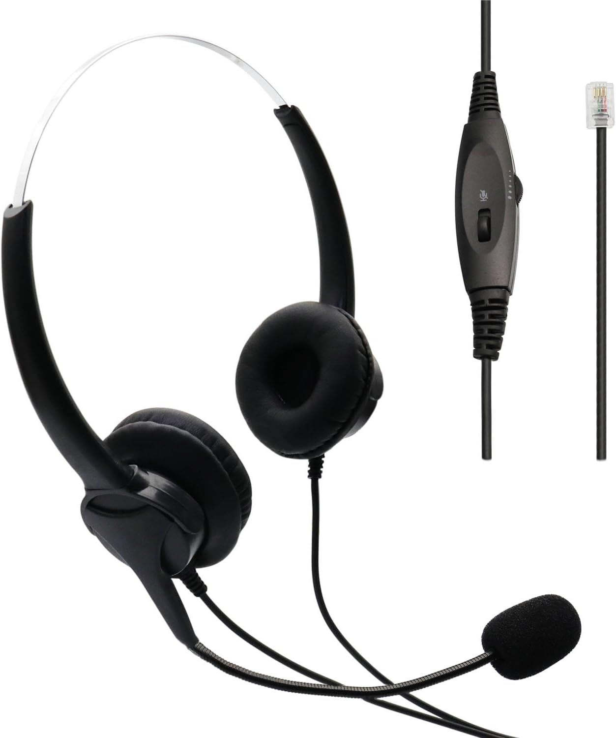 Dual Ear RJ9 Phone Headset for Cisco Office Phones, Corded Telephone Headset with Microphone Noise Cancelling & Mute Switch for Cisco Phones 6941 7811 7821 7841 7861 7940 7961 7965 8811 8841