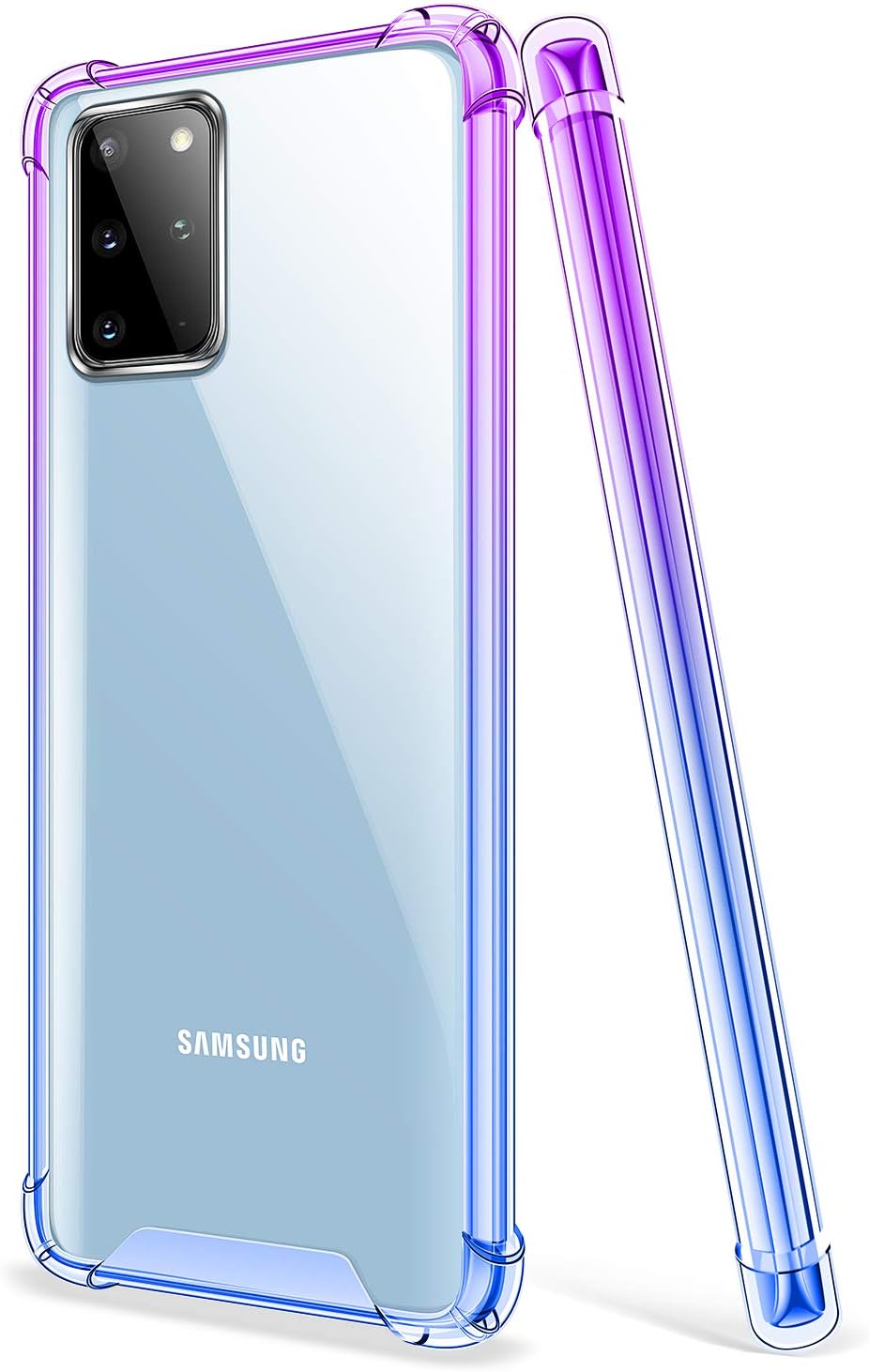 Galaxy S20 Plus Case - Clear Gradient Slim Protective Cover with Reinforced TPU Bumper for 6.7 Inch 2020 (Purple Blue)