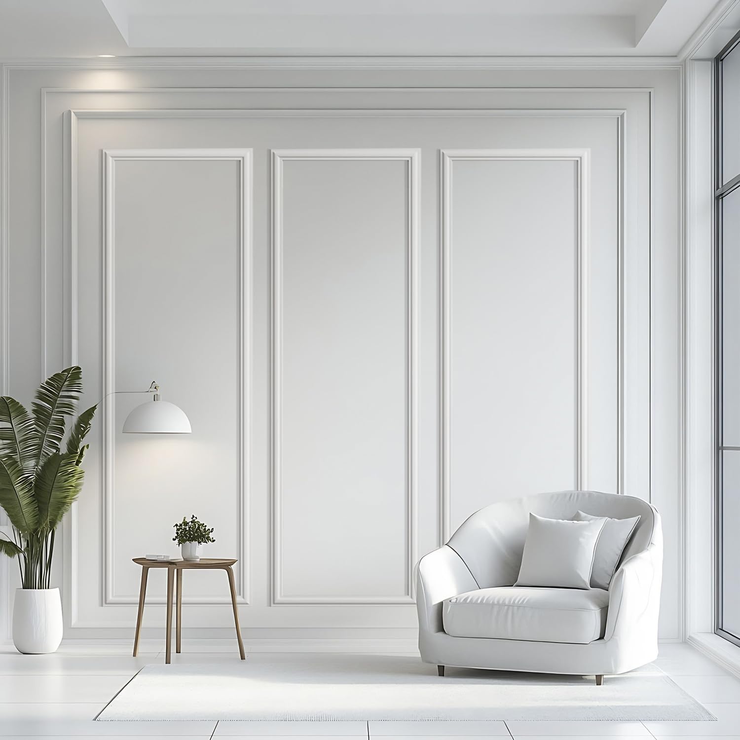 Photo 1 of 3 Set Peel and Stick Wall Molding Kit,Pre Cut Wainscoting Panels,24x72in