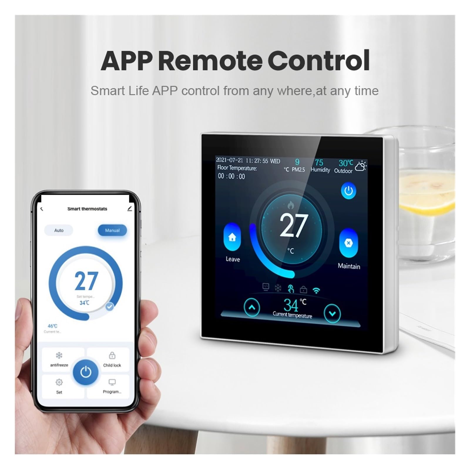 Inteligentny termostat podłogowy, bezprzewodowy regulator temperatury ogrzewania elektrycznego/wody, inteligentna praca Informacja O ZgodnośCi(WiFi WaterGas Boiler)