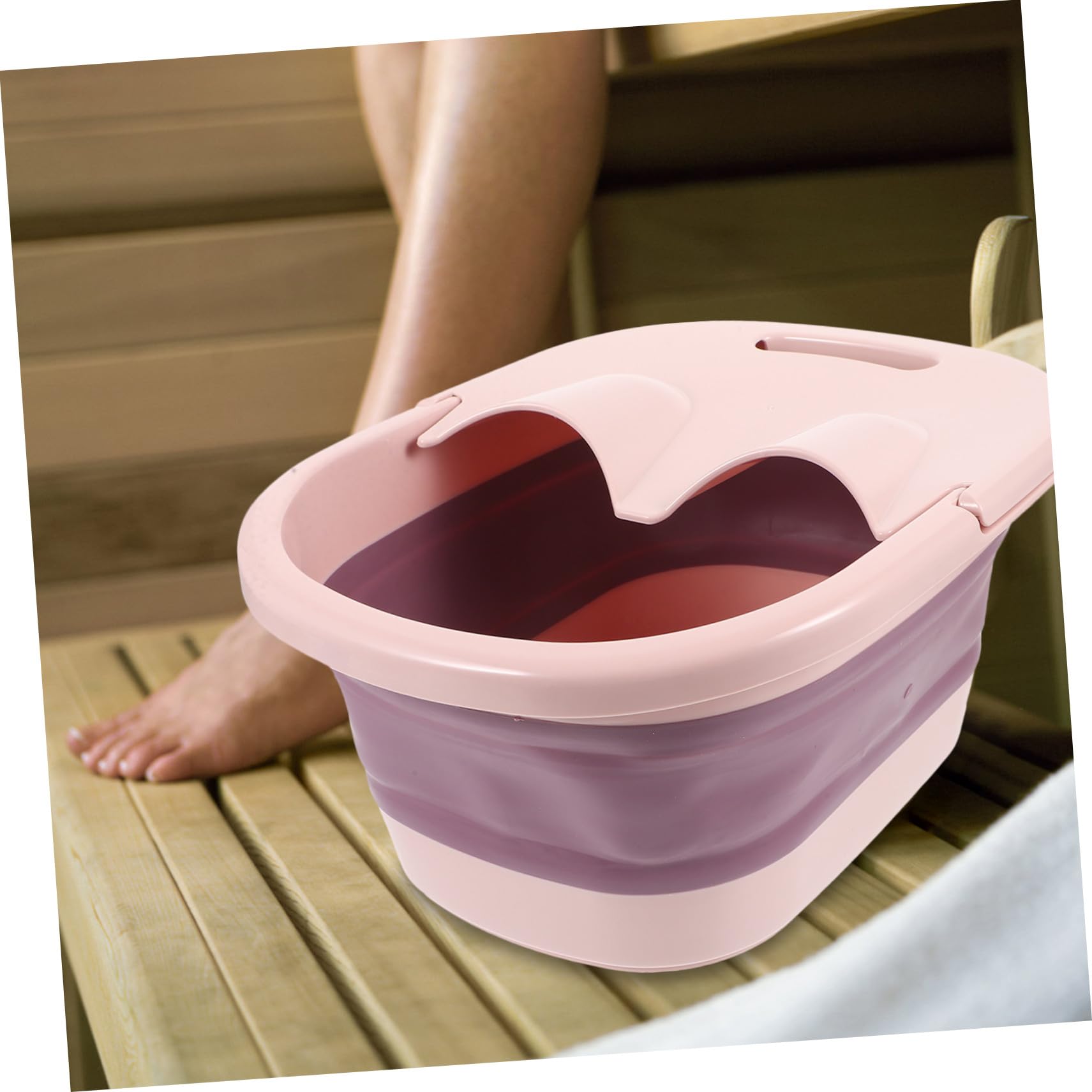 Klappbares mit Selbstmassagefunktion Fußbadeeimer aus Kunststoff und Silikon und Stabilem Stand Rosa Kreative Fußmassagewanne für Zuhause und Outdoor