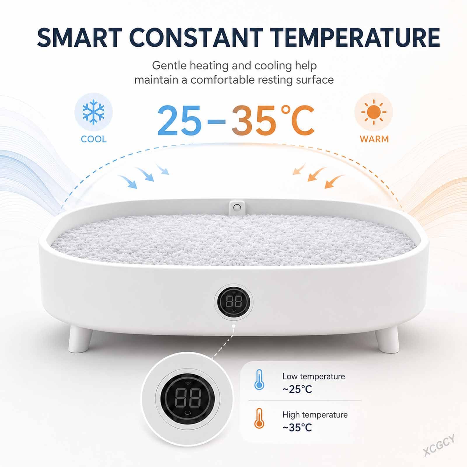 Tappetino Rinfrescante Elettrico per Animali Domestici, Cuccia Intelligente per Gatti con Funzione di Raffreddamento E Riscaldamento, Temperatura Regolabile, Display LED E Sensore per Gatti da