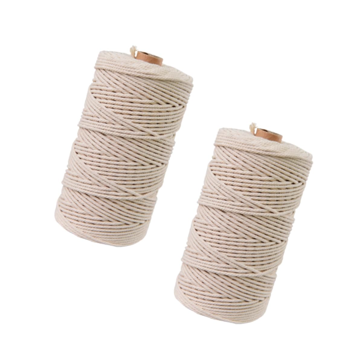 Cuerda de Algodón Natural Beige de 100m para Manualidades DIY | Cordón Retorcido para Tapicería y Punto, Fácil de Cortar, Apto para Pared y Encordado