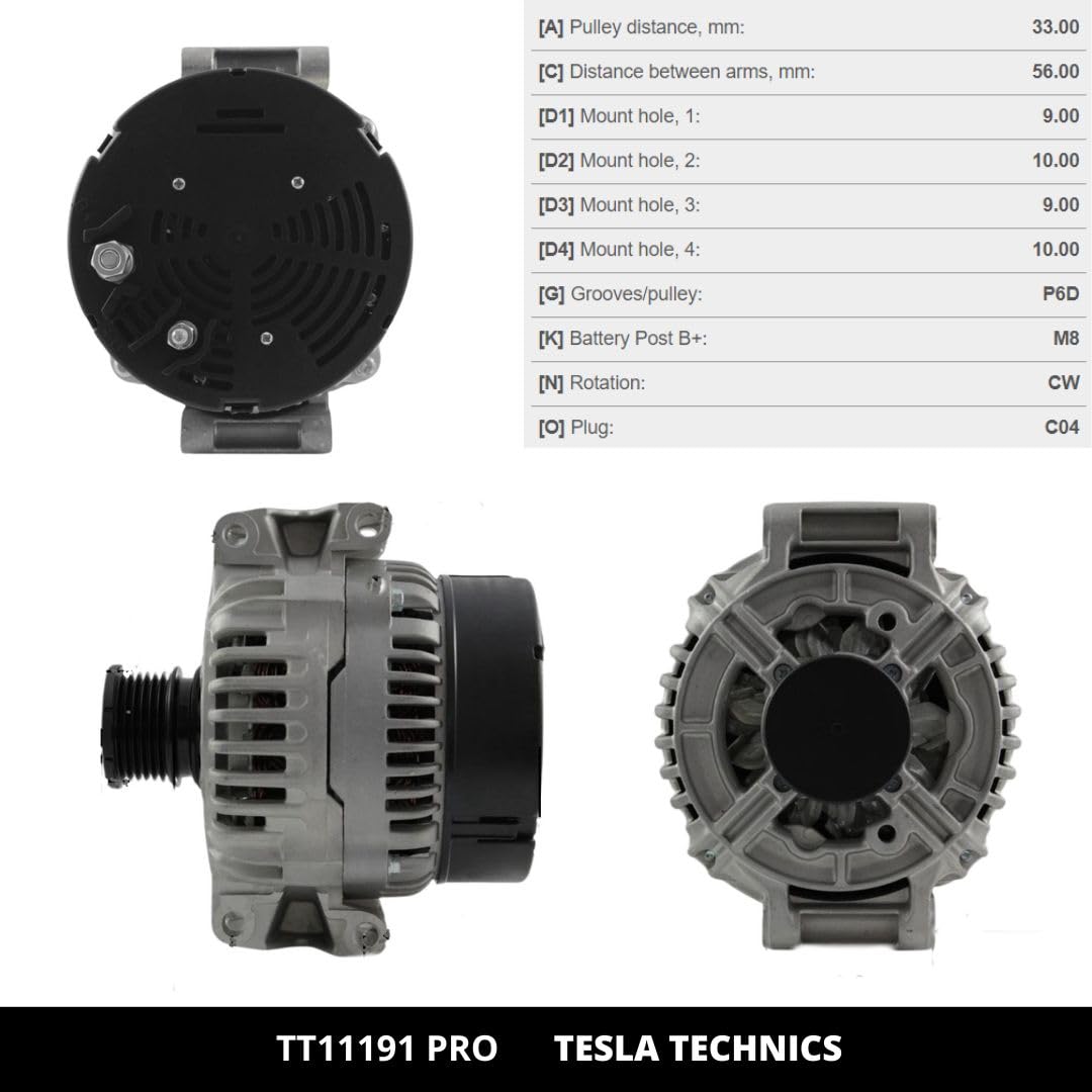 TT11191 PRO Alternatore per auto 12V, Alternatore 115/120 A. Compatibile con MERCEDES-BENZ. Eccellente rapporto qualità-prezzo. Installazione facile e garanzia.
