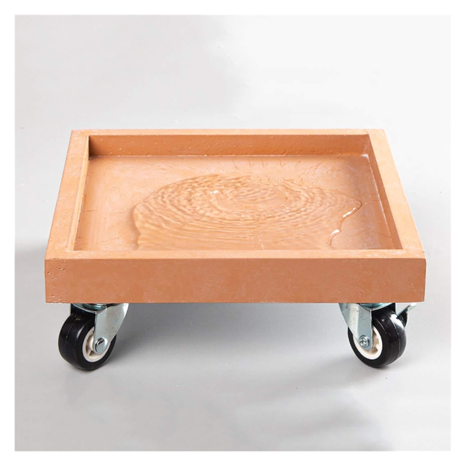 OLSKFUH Plant Caddy With Wheels, Heavy Duty Plant Stand Trolley, Moving Plant Pot Saucer With Brakes, Durable Garden Planter Tray, Round,Orange Square-30cm