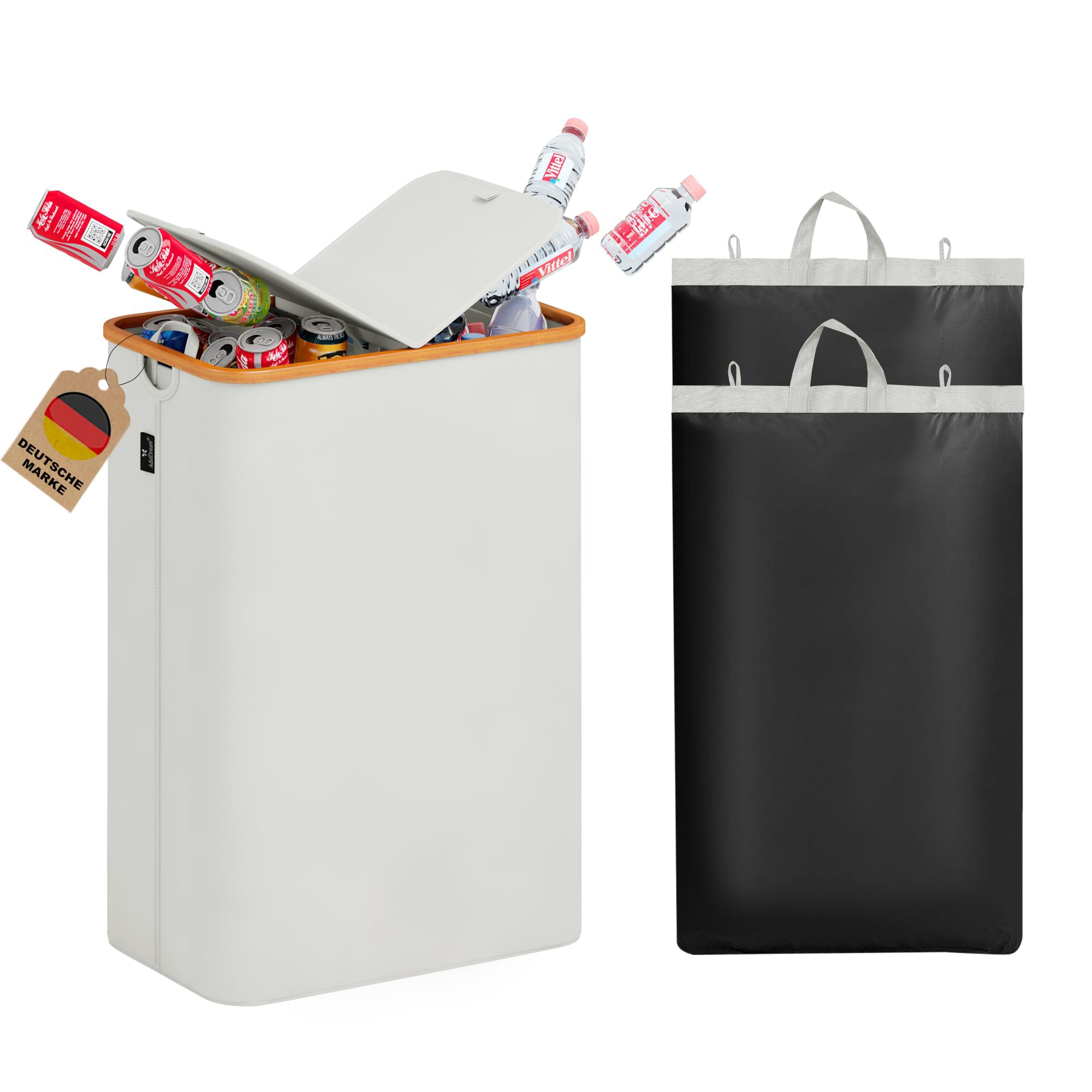140L COLLECTEUR DE Bouteilles Avec Couvercle 2 Compartiments Poubelle Recycla... EUR 79,92
