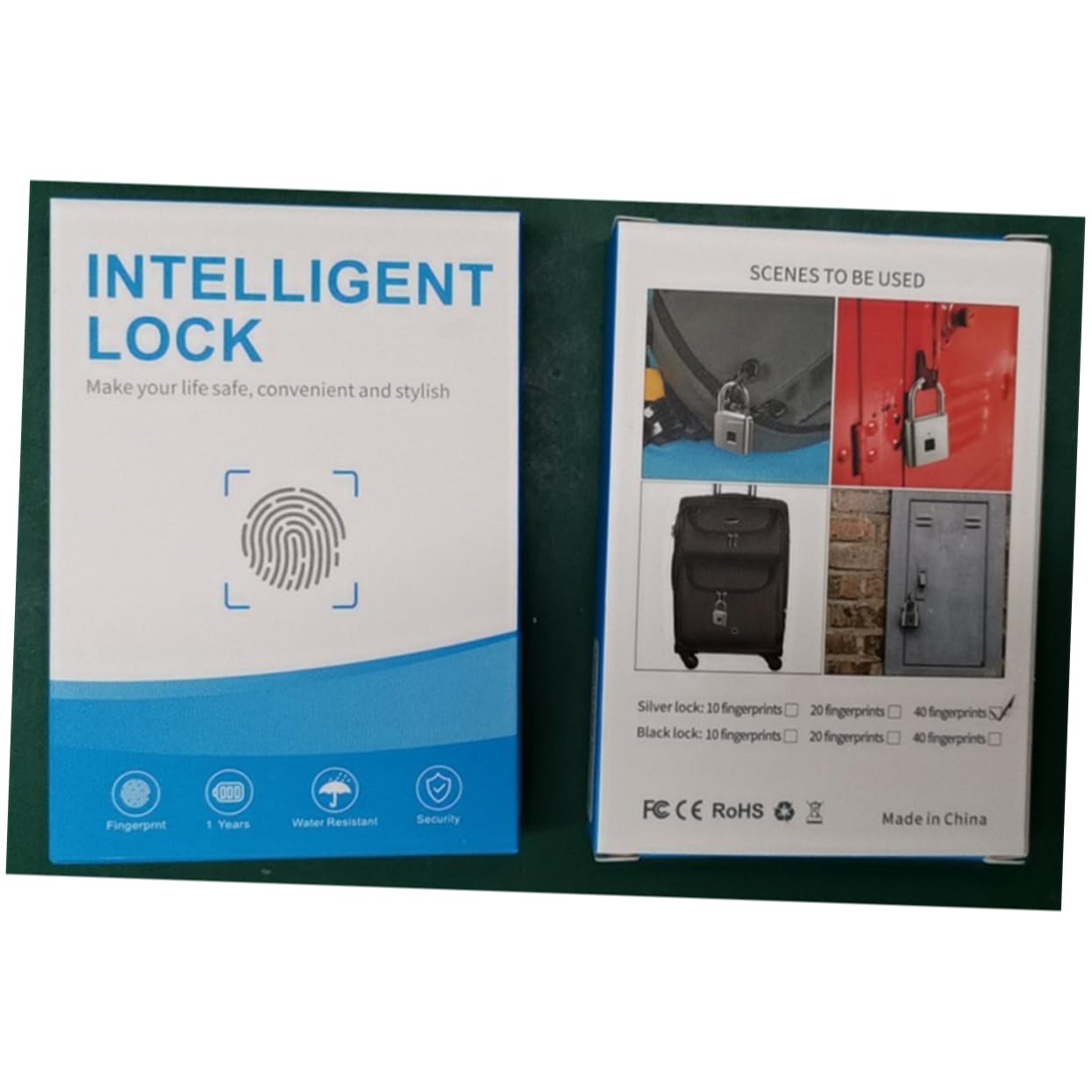 BESPORTBLE Lucchetto Elettronico per Valigia e Suitcase in Acciaio Inox Nero, Sblocco Impronta Digitale e Password, 40 Impronte, per Viaggio