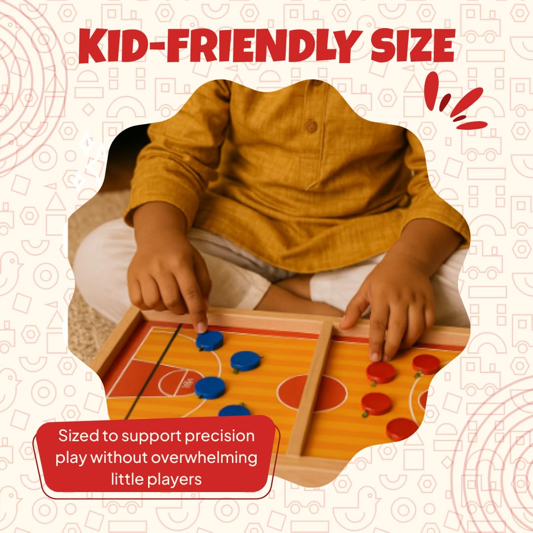 Skillofun Portable String Hockey Game | Fastest Finger First Board Game | Wooden Sling Puck Board Game for Kids & Adults | Birthday Gift for Kids | Indoor Games for Boys 7-14 Years 3