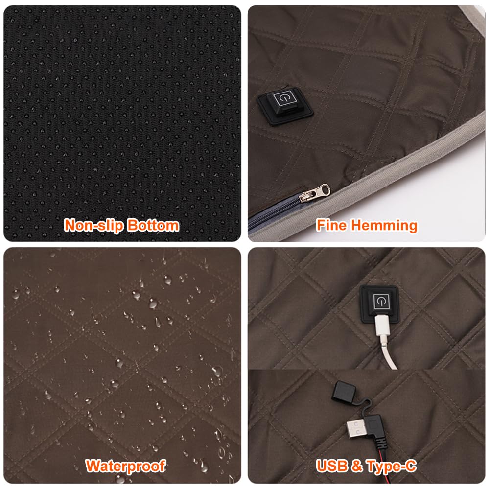 Electric Heating Pad Camping Blanket Portable Tent Carpet USB 5 Temperature Levels Machine Washable Waterproof Lightweight Heated Sleeping Bag Liner for Outdoor Hiking Picnic 180x60cm - Image 3