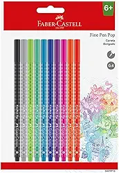 Caneta Ponta Fina, Fine Pen PoP, Faber-Castell,SM/FPP10, cartela com 10 unidades