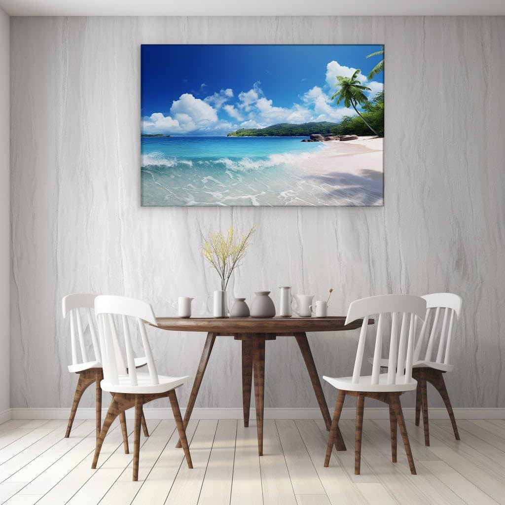 Canvas for Living room. Whispers of Paradise: Embracing Solitude by the Azure Shores, 27 x 18 inch Canvas Wall Art - Nautical Inspirations - Modern Home Decor - 69x46 cm (27x18 inch)