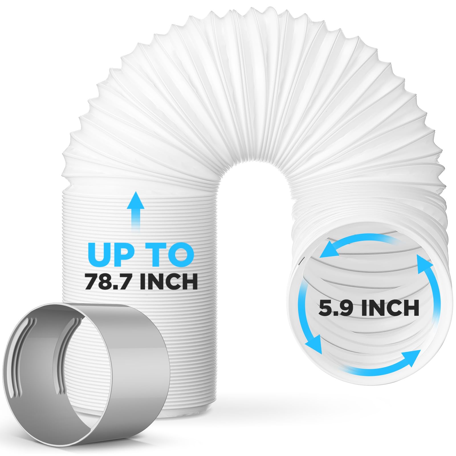 Innconee 1 Set 78.7'' Portable Air Conditioner Hose with Coupler 5.9'' Universal Flexible Ac Hose Extension with Tube Connector for Air Conditioner