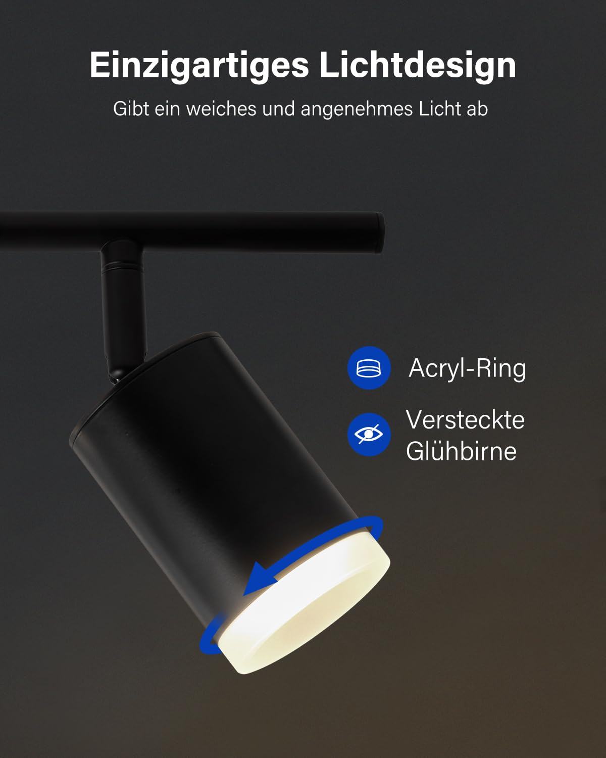 Leselux LED Deckenstrahler 6 Flammig, Modern Deckenleuchte Schwarz, Schwenkbarer GU10 Spotbalken, Metall Deckenspot für Wohnzimmer