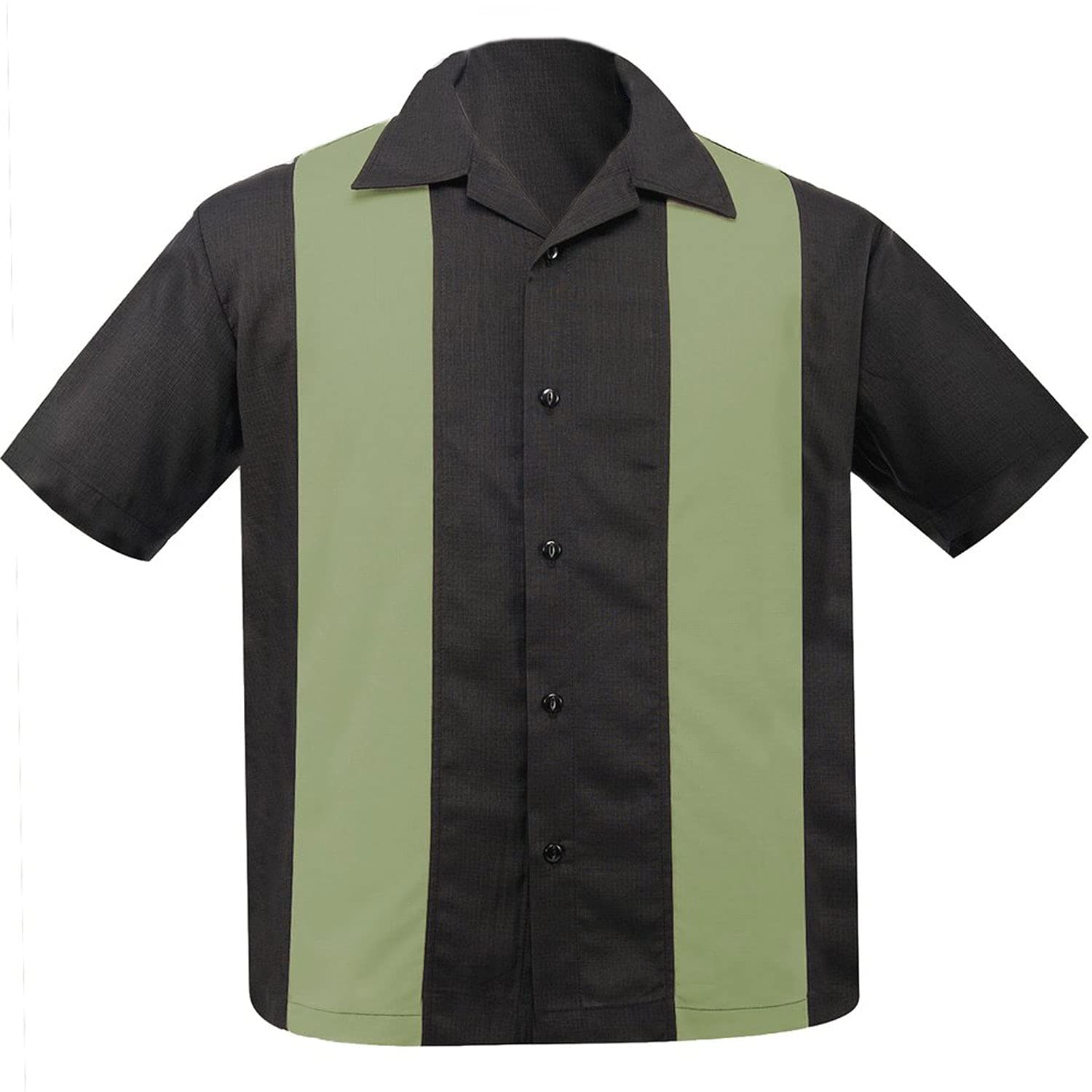 Men's Pop-Check Double Panel Bowling Shirt Charcoal Apple