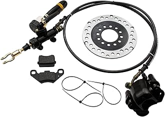 Hydraulic Rear Disc Brake Caliper System Pads Disk Rotor For 150cc 200cc 250cc Dirt Bike Quad ATV Gokart Go Kart Dune Buggy (BLACK)