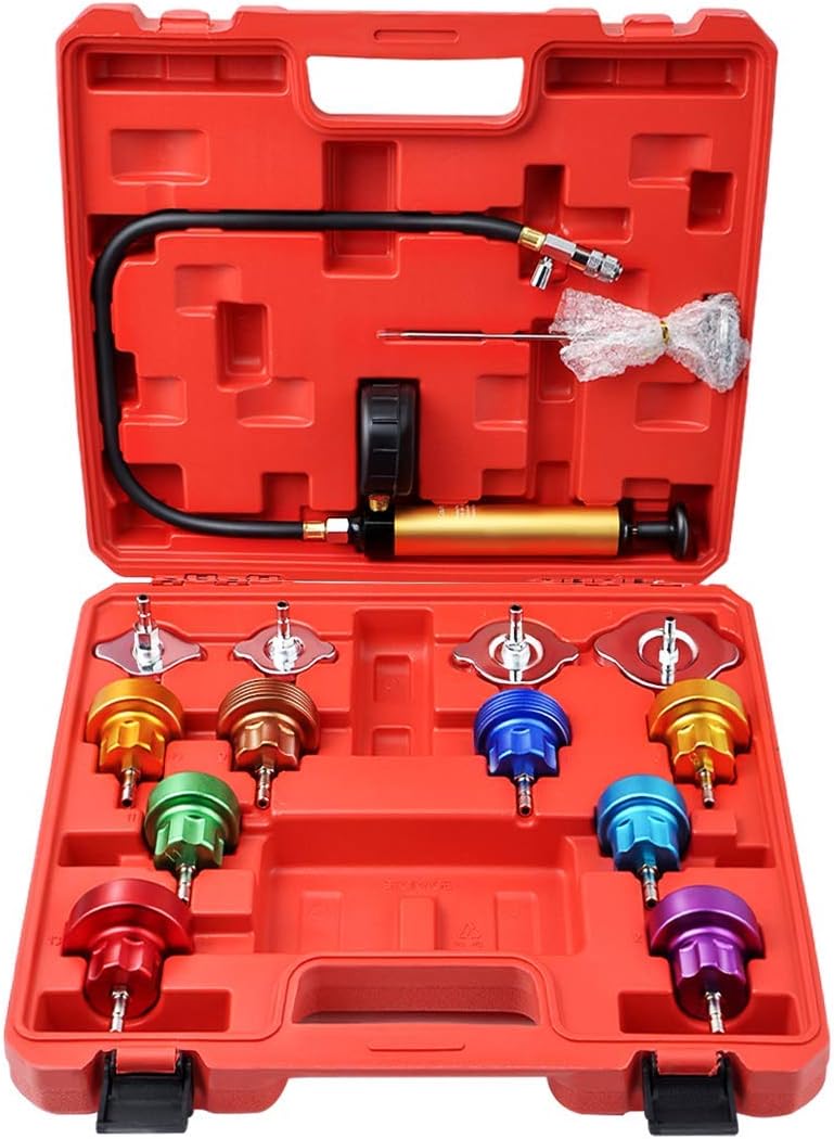 Auto Cooling System Radiator Color Cap Pressure Tester Kit Pump Gauge Adapter HD