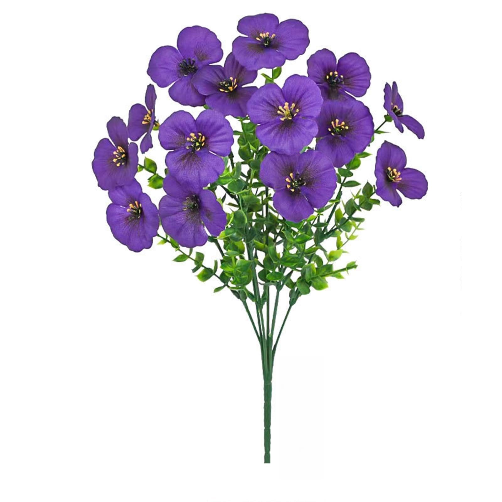 WBCDXCBB Simulated tricolor violet, spring grass, trumpet artificial plant, simulated silk flowers 1Pcs(Purplebunchof7prongs35cm)