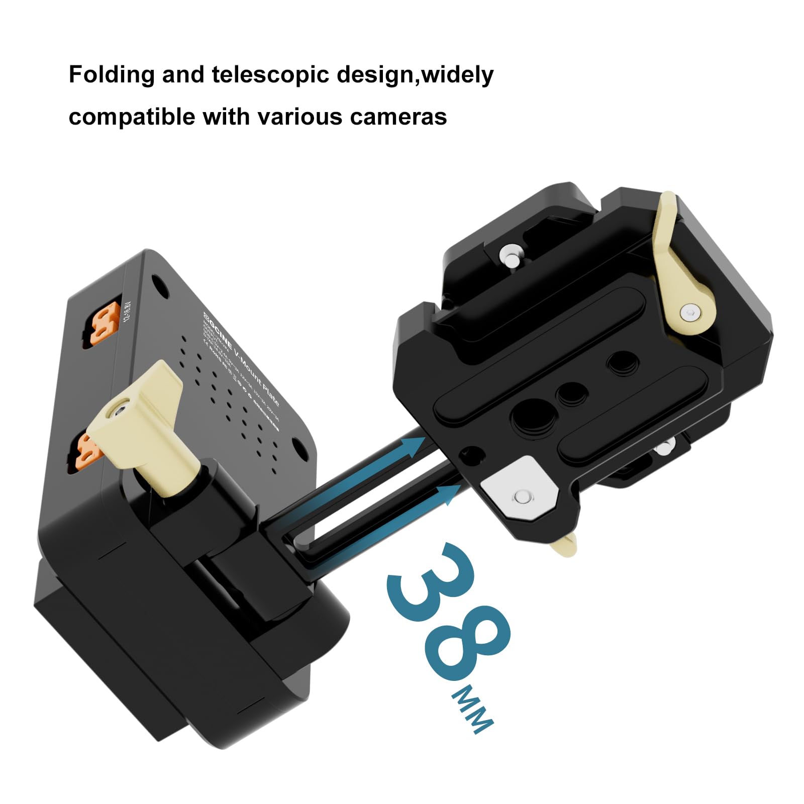 ZGCINE VM-VP4 - Adattatore a batteria con attacco USB-C PD, piastra Arca-Swiss da 38 mm, design girevole a 90° e portaoggetti telescopico pieghevole