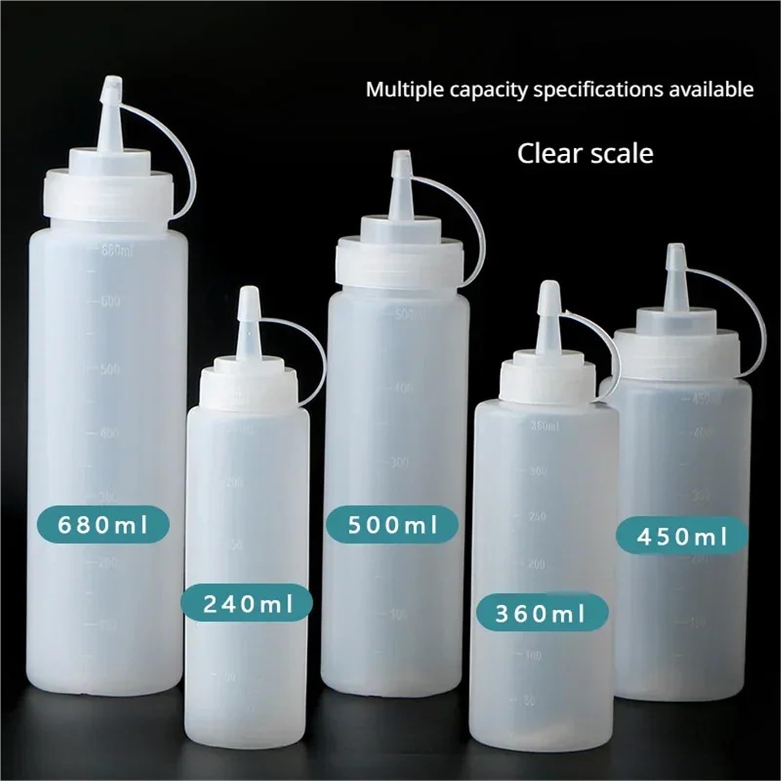 10 pezzi Ketchup Salse BBQ Bottiglia di olio d'oliva Bottiglie grandi for condimenti spremute con ugelli Dispenser for salsa spremuta Gadget da cucina per Condimenti(680ml)