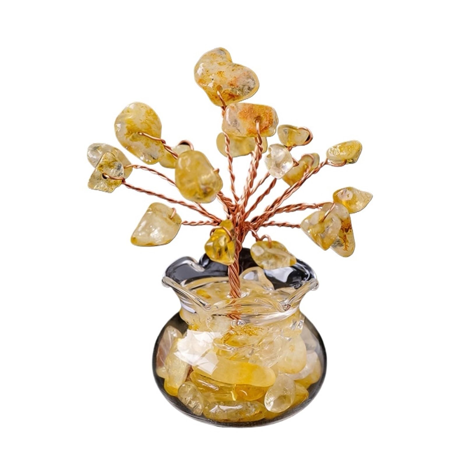 2Pcs Natural Crystal Tree - Lucky Stone Bonsai Ornament for Home & Office Decor(Citrine)