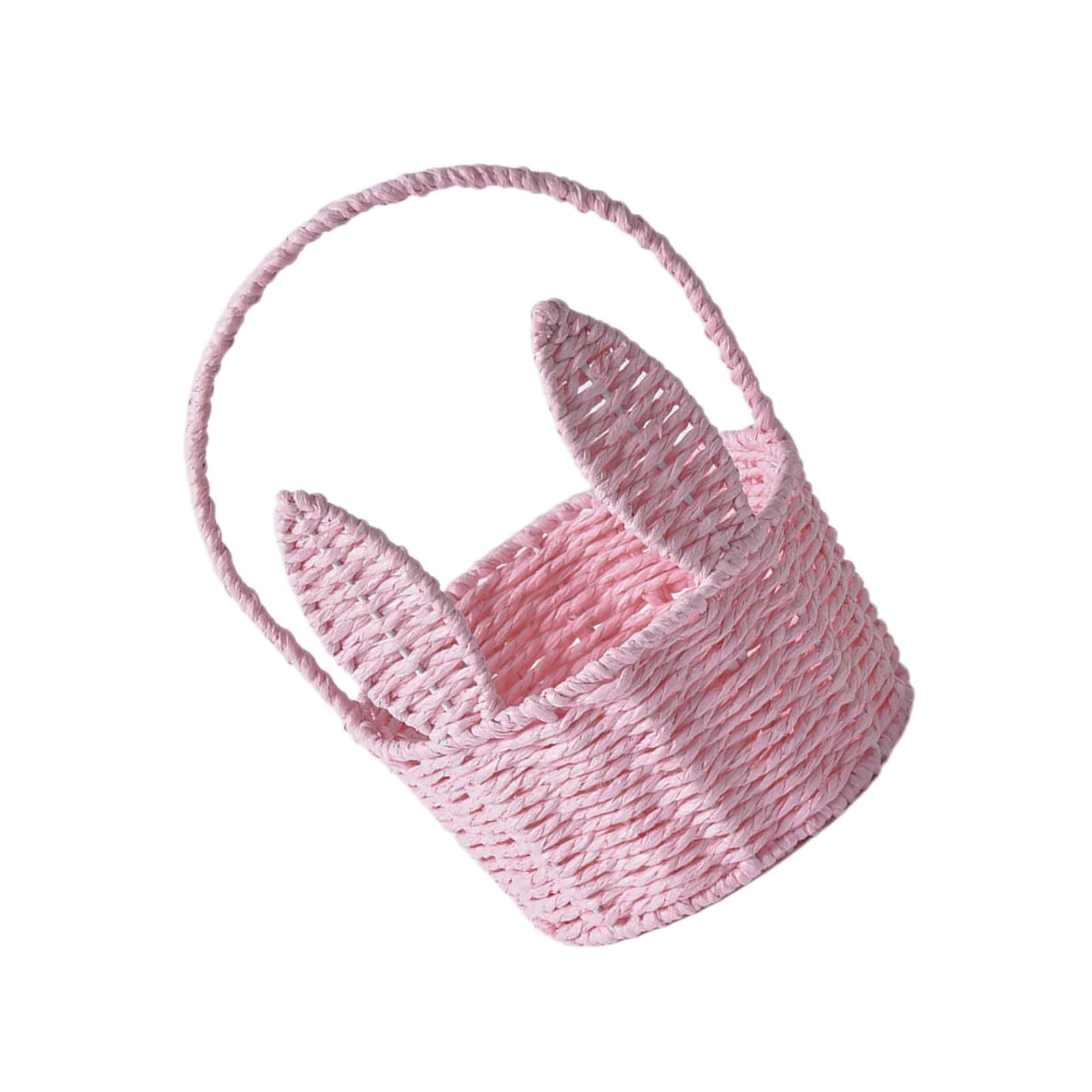 Msioytog A Charm Lovely Rabbits Ears Basket Handcraft Ccessory For Home Decoration Nd Multipurpose Storage Solution Decorative Flower Basket