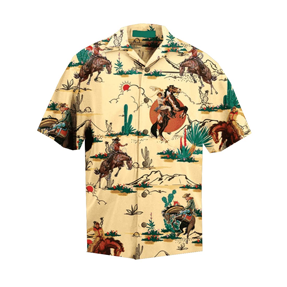 Juzgtsit Men's Cowboy-06 Tropical Cowboy Hawaiian Shirts For - Summer Rodeo Button Hawaiian Shirts Short Sleeve Series 154