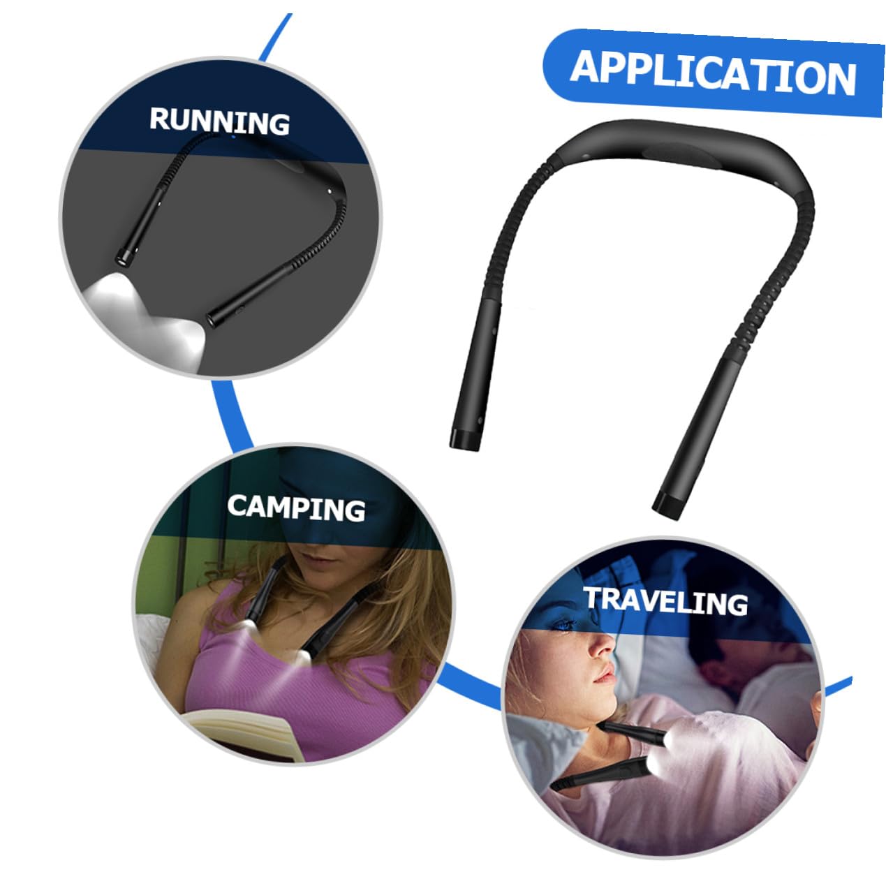 Nackenleselampe mit 4 LED Lampenperlen, 2835 Modell, Schwarz