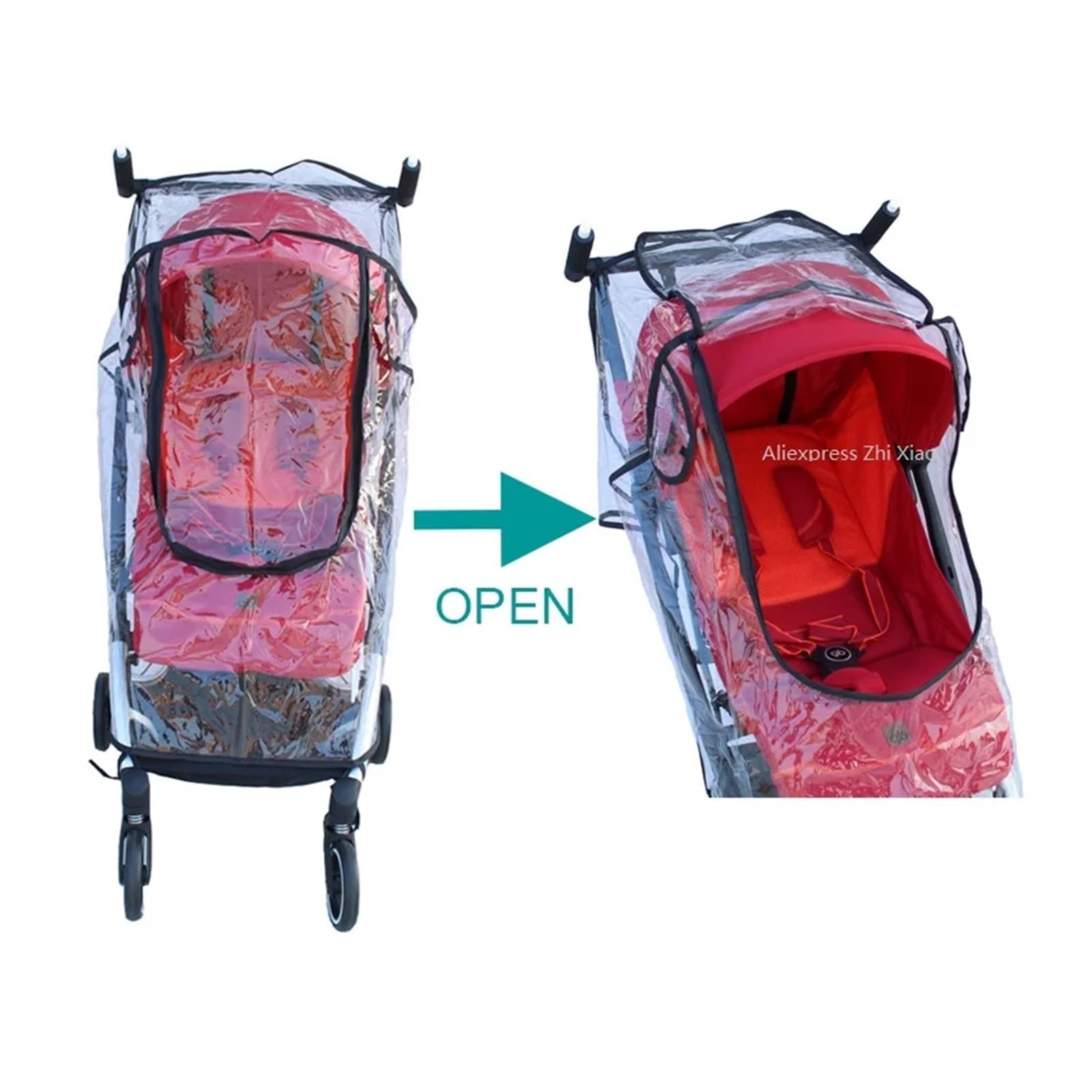 Regenschutz Kinderwagen Universal Kinderwagen Eva Regenmantel Regen Abdeckung Wetter Schutz for 98% Kinderwagen Waterprood Zipprer Windows