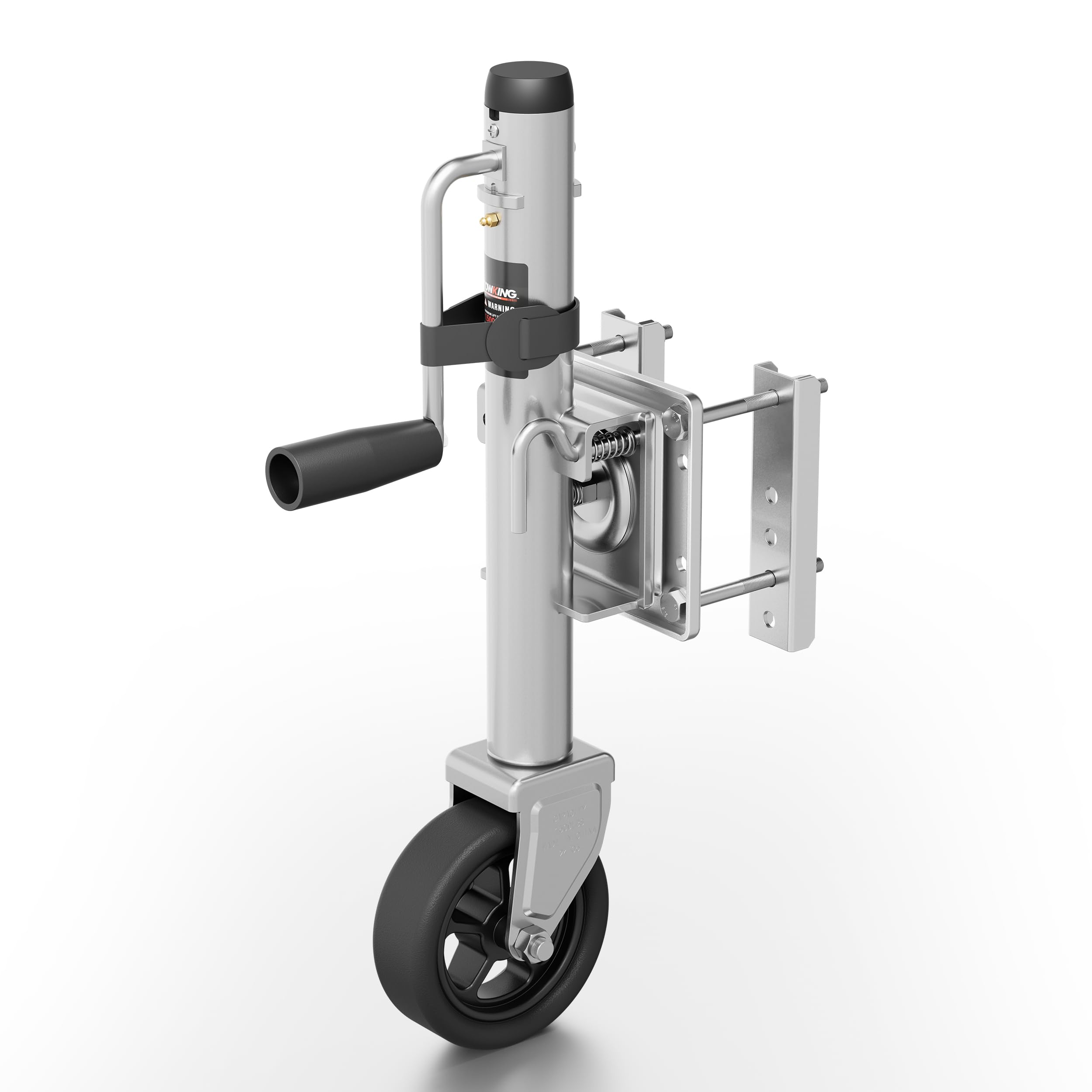 Upgraded Spoke Wheel Trailer Jack, 10" Vertical Movement, 1500 lbs, for RV, Boat, Trailer and More, Black, Silver