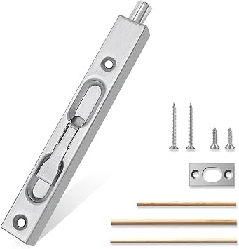 Flush Bolt French Door Lock 6, Bolt Latch for Double Doors, Flip Lever Mechanism, Door Top/Bottom Lock for Sliding/Patio/Storm DoorSatin Nickel, 6 in. - 1pack