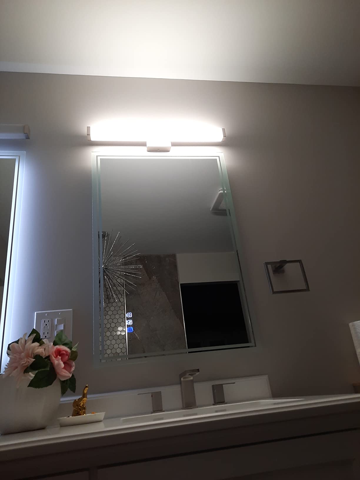 11/mo Finance YHTlaeh Bathroom Vanity Light Brushed Nickel Square LED 24 inch 14W 4000K