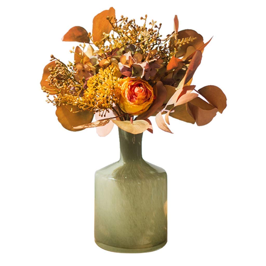 XDLEDMKIZ Artificial Flower in Pot Silk Artificial Flowers with Grass Vase Wedding Flowers Bouquets for Party Home Centerpieces Table Decoration Table Centerpieceent Inte