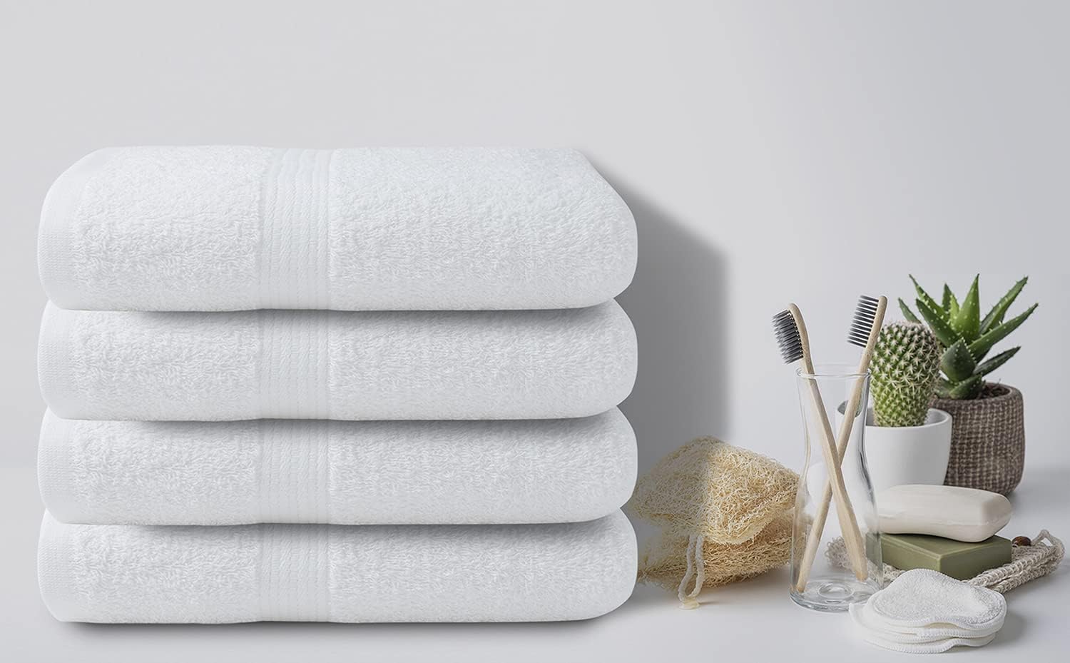 Textila White Bath Towels for Bathroom Size: 24x48 Inch Bathroom Towels 100% Cotton Bath Towels Set of 6 Ultra Soft & Quick Dry Gym Towels | Shower Towels | Pool Towels | Spa Towels | Hotel Towels : Home & Kitchen