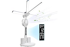 Dimmable USB Fan Clock: LED Dorm Desk Lamp with Time & Temp Display
